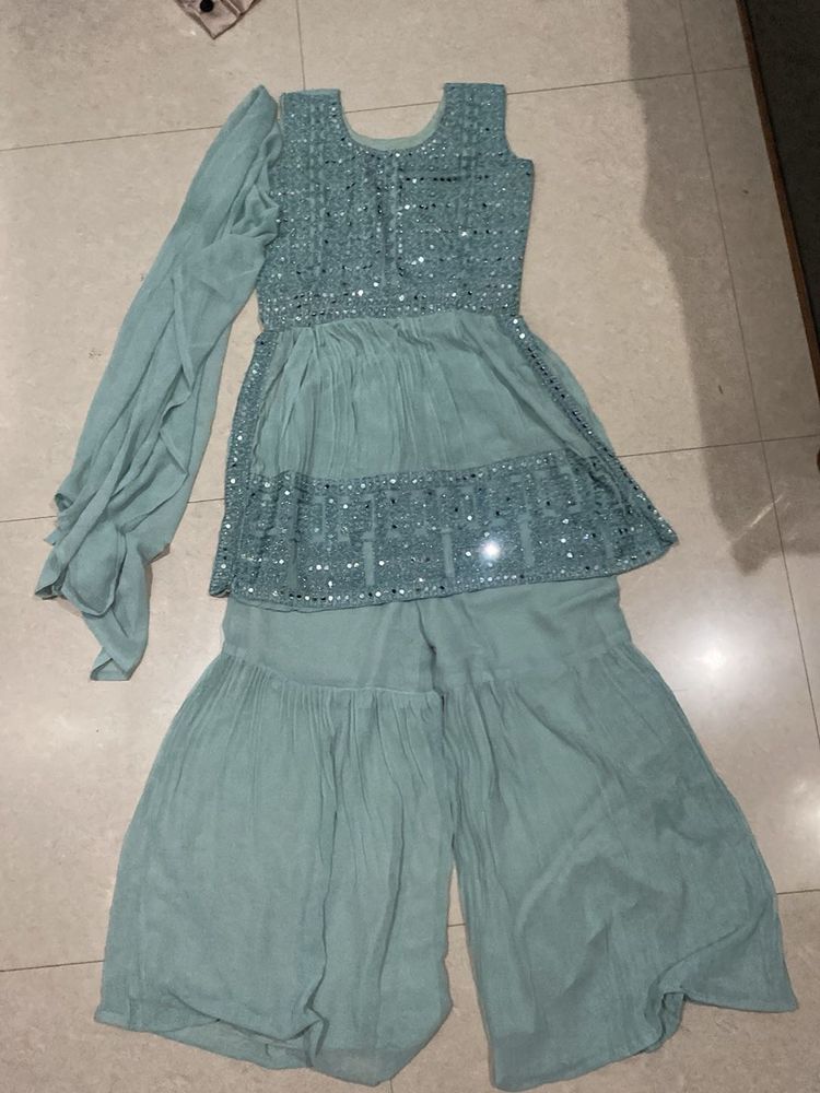 Elegant Blue Sharara Suit