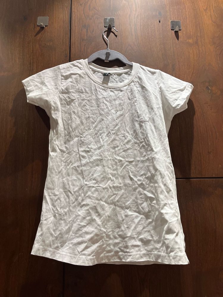 Ripple White Cotton T-Shirt – Size M