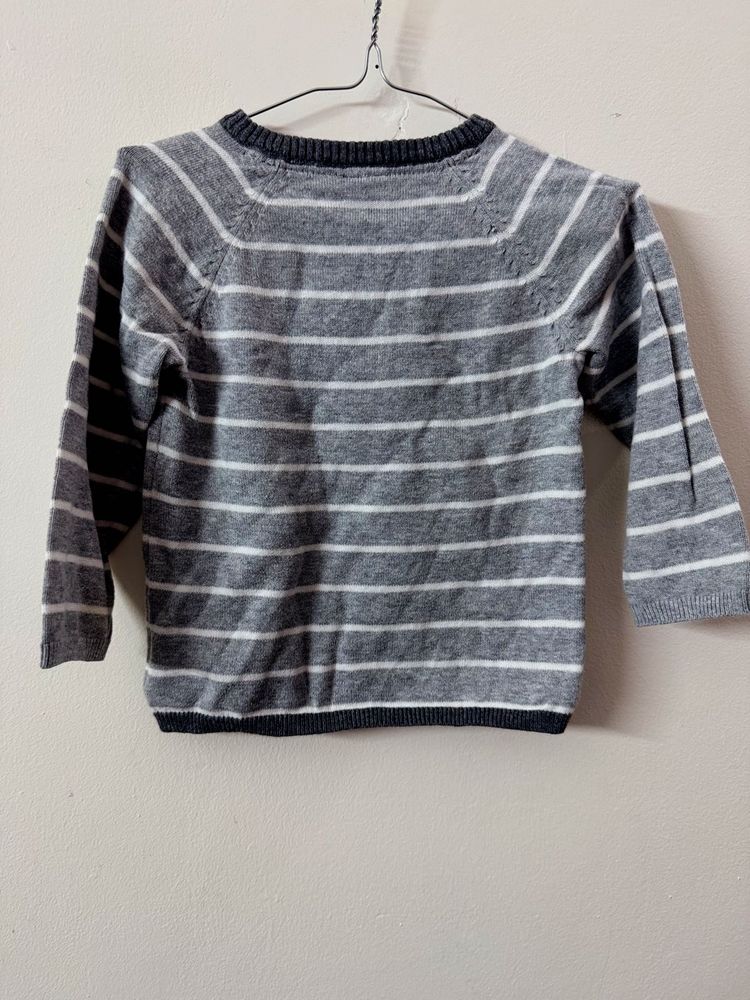 Striped Grey Knit Sweater