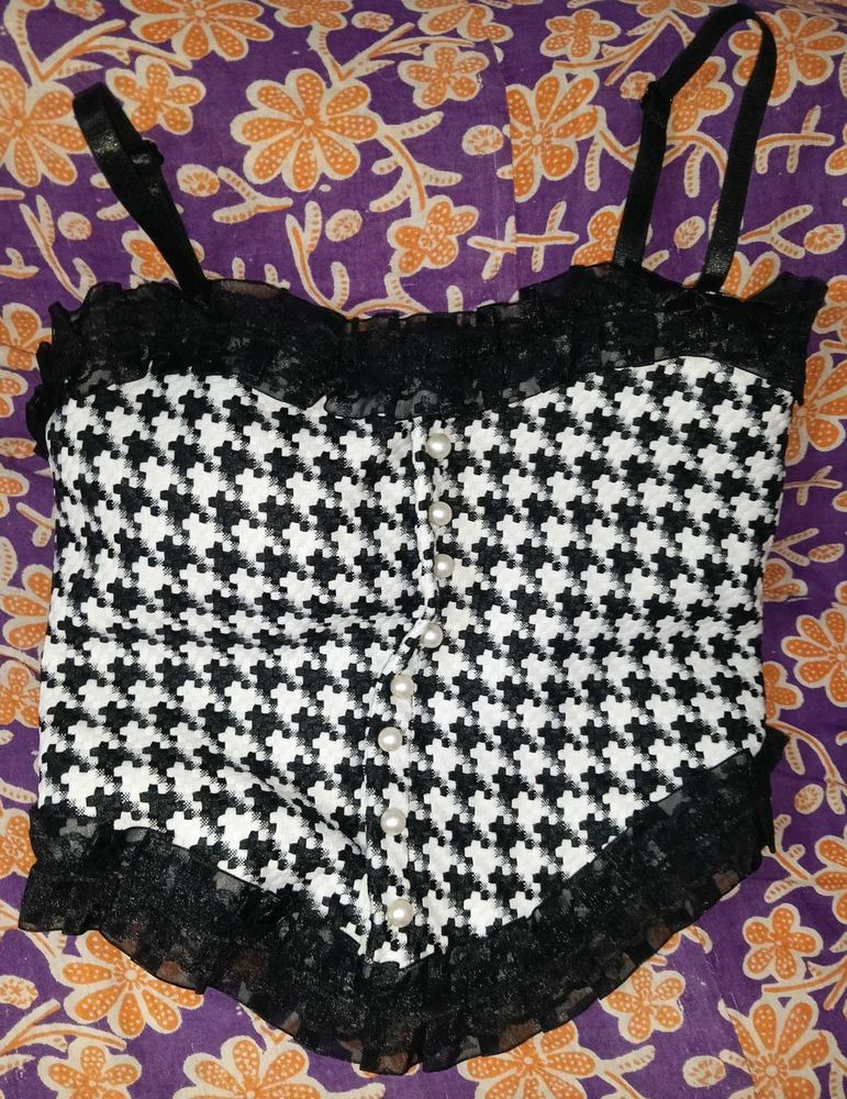 Unused Houndstooth Corset Top
