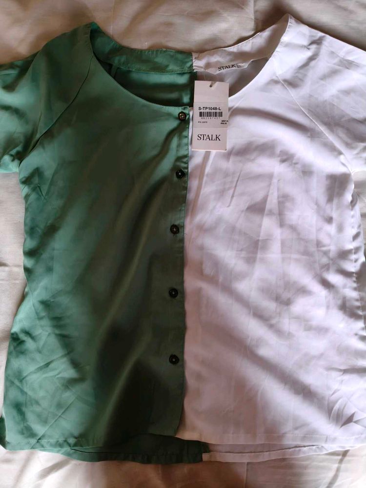 Two-Tone Button-Up Top