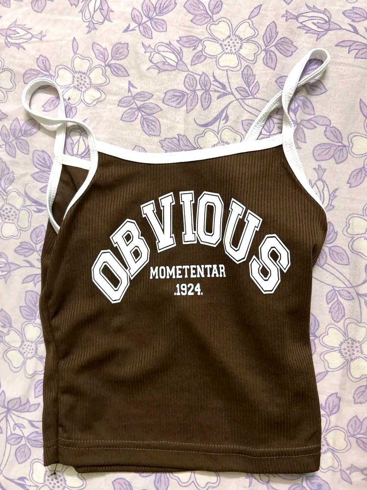 Brown 'Obvious' Graphic Tank Top