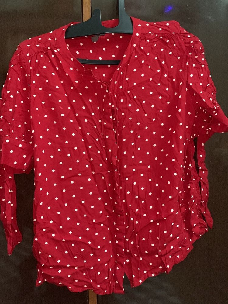 Red Shirt Top For Women And Girls Korean