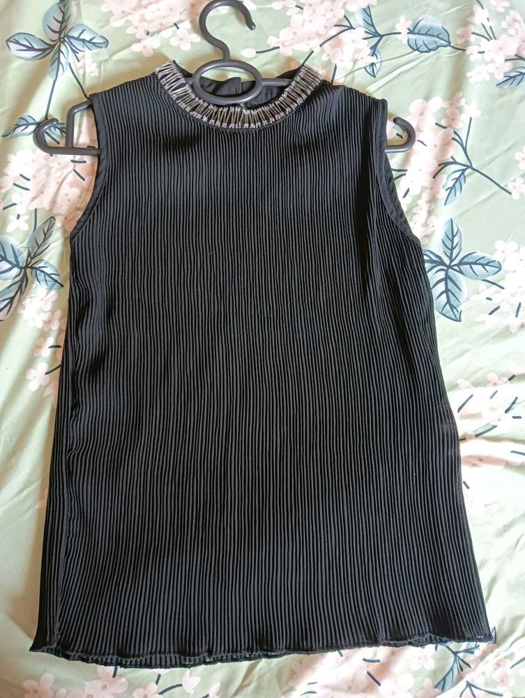 Pleated Black Top