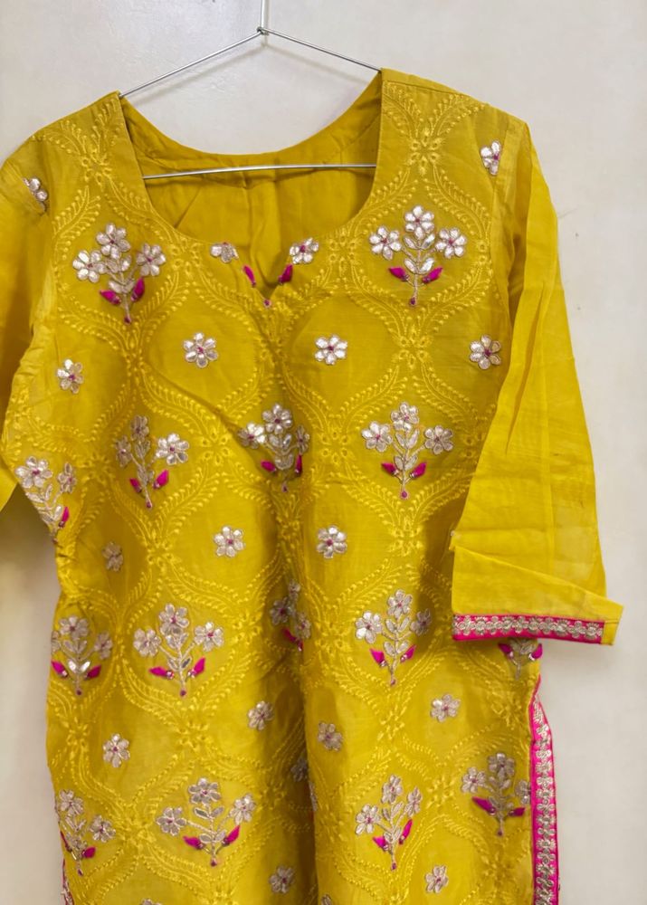 Pakistani Yellow Heavily Embroidered Suit Set
