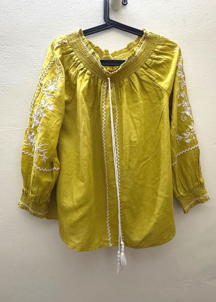 Embroidered Peasant Top