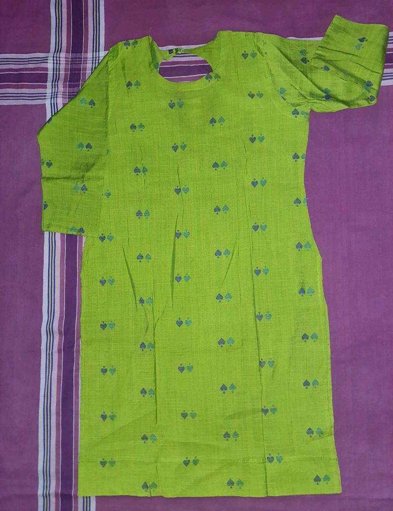 Parrot Green Embroidered Kurti