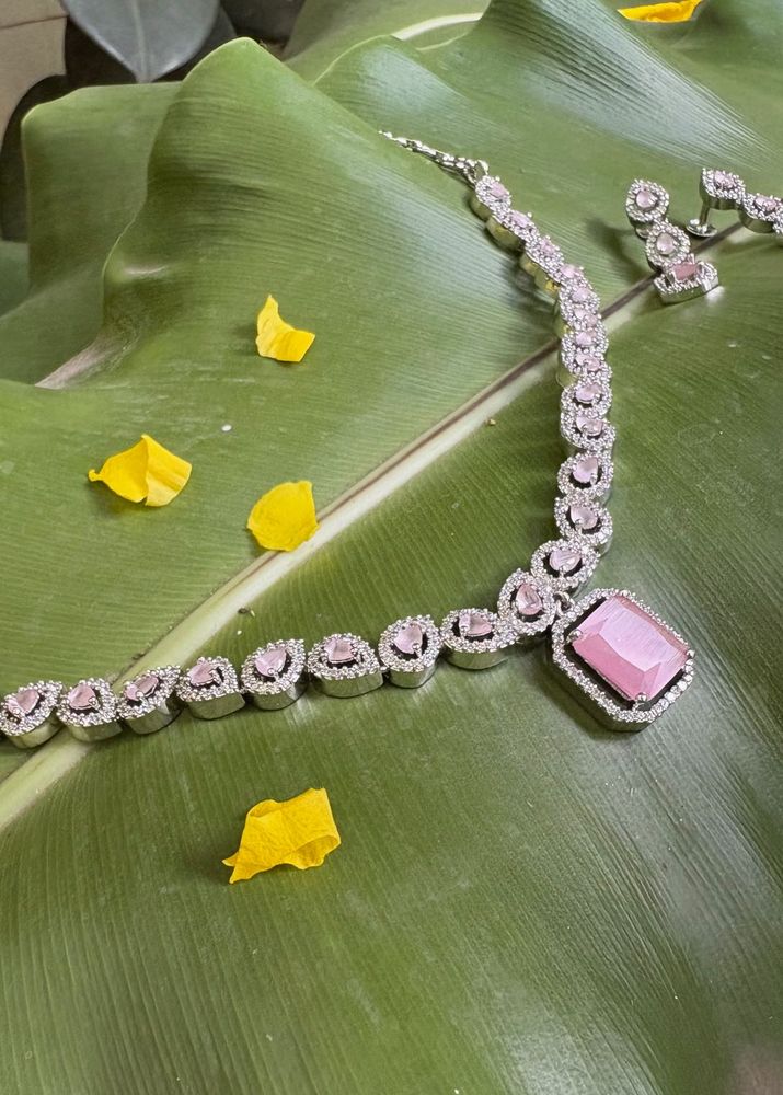 Pink Stone Necklace &amp; Earring Set
