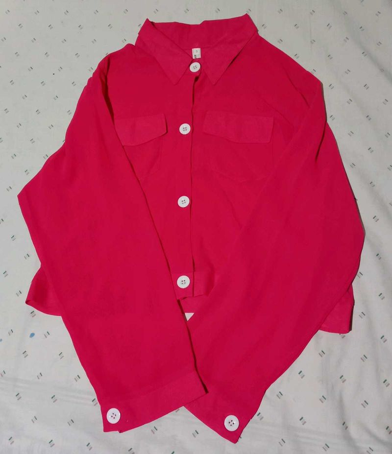 Bright Pink Button-Down Shirt