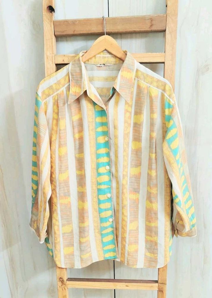 Tan Colour Printed Shirt Size-46