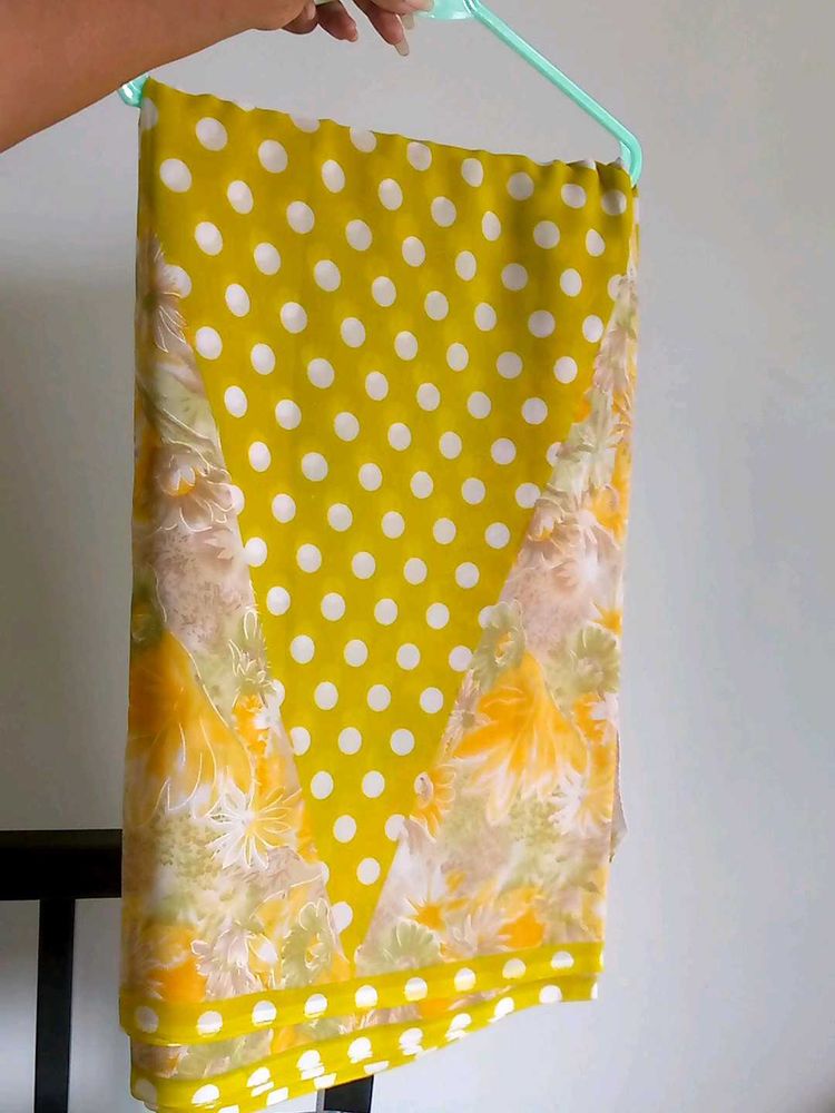 Yellow Polka Dot &amp; Floral Saree