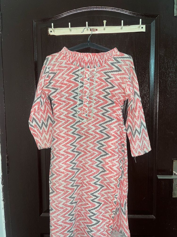 Patterned Jaipuri Kurti Set