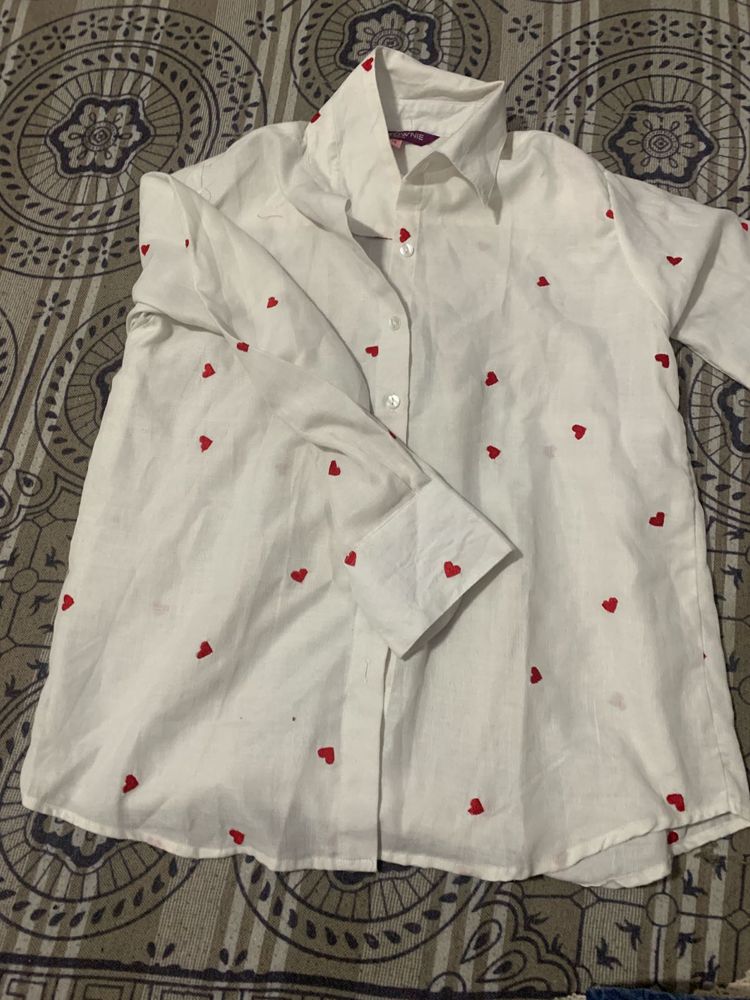 White Heart Print Shirt