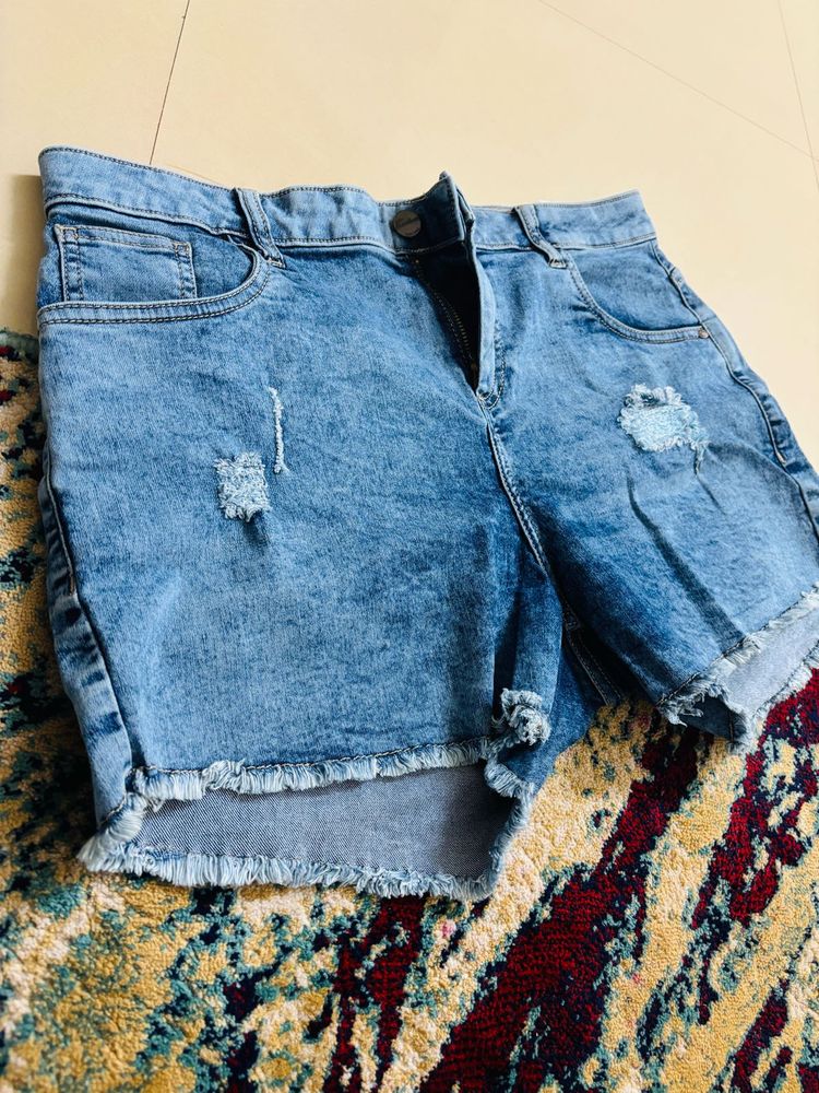 Distressed Denim Shorts