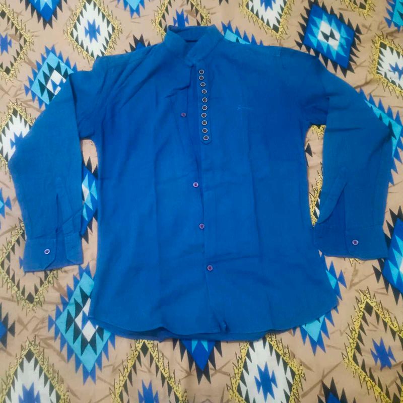 Stylish Blue Long Sleeve Shirt