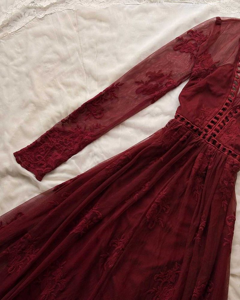 Burgundy Lace Maxi Dress