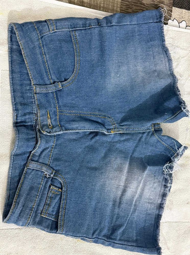Denim Frayed Shorts
