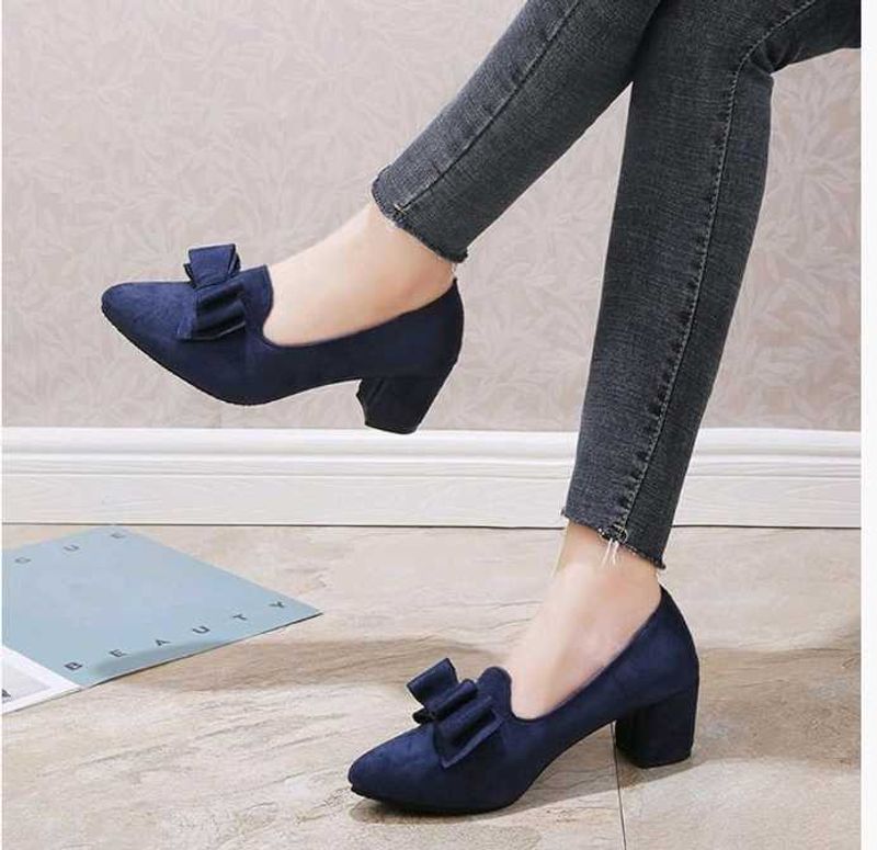 Navy Blue Block Heel
