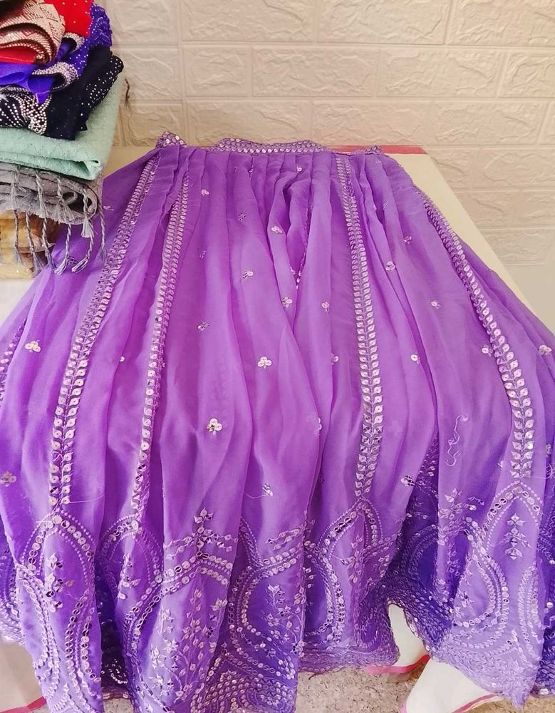 Purple Embellished Lehenga Skirt
