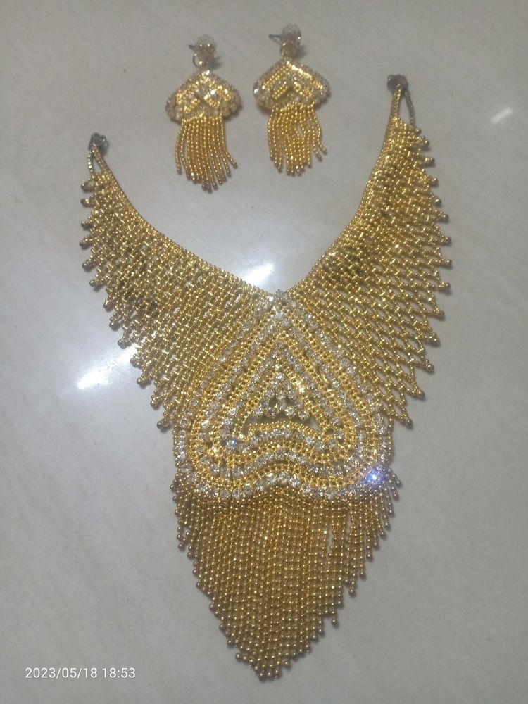1gm Gold Necklace &amp; Earrings Set