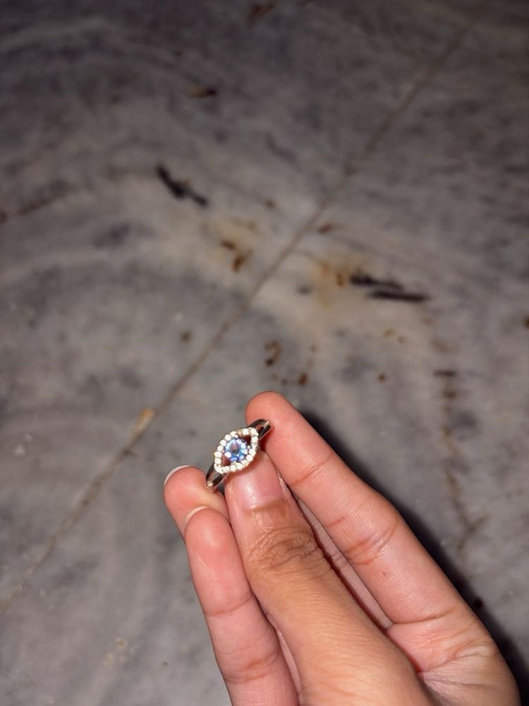 Cute Eye Blue Silver Ring
