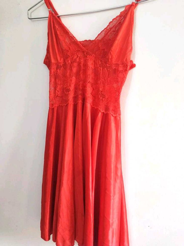 Red Lace Cami Slip Dress