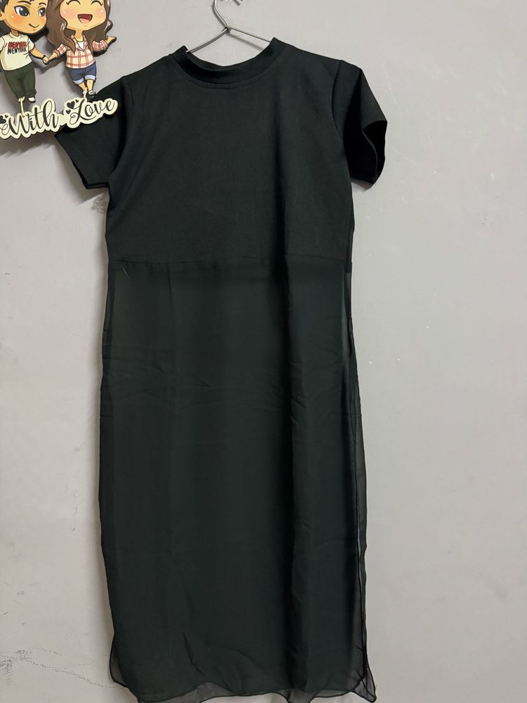 Black Kurta - Sheer Detail