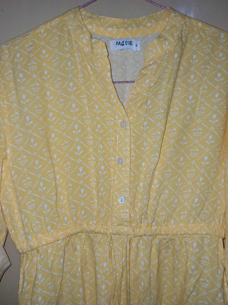Yellow Floral Print Dress