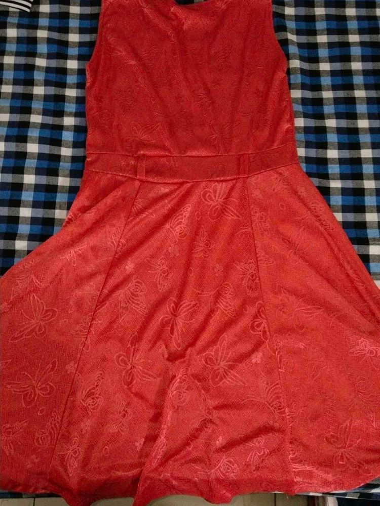 Coral Pink Fit &amp; Flare Dress