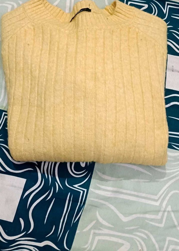 Yellow Knit Pullover Sweater
