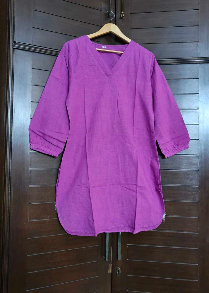 Women Cotton Purple Kurta Set