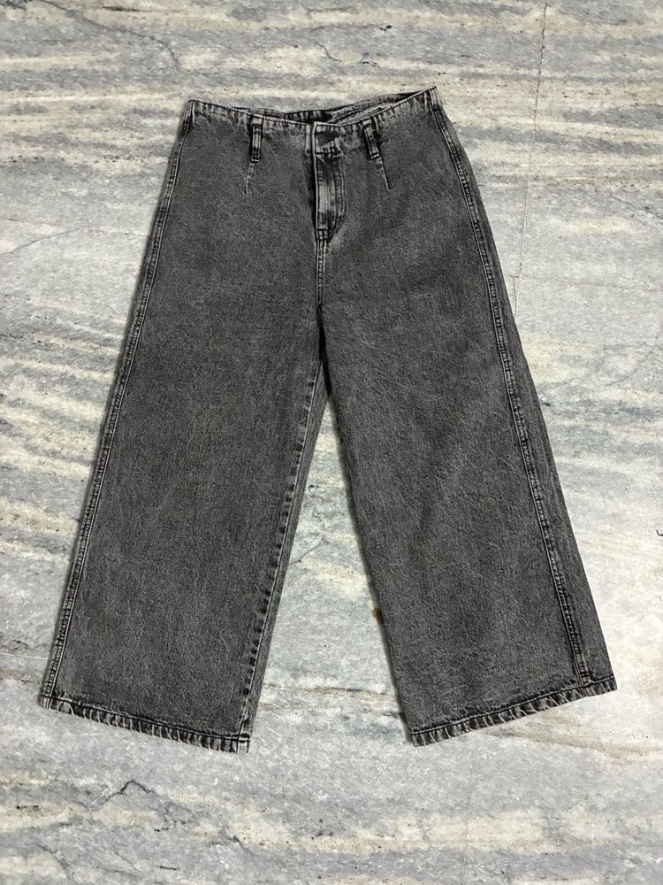 Grey Wash Wide Leg Jeans