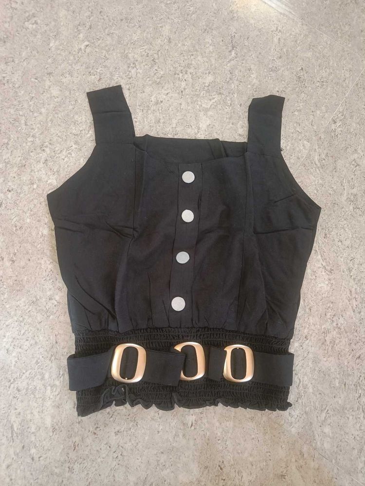 Black Party Wear Crop Top