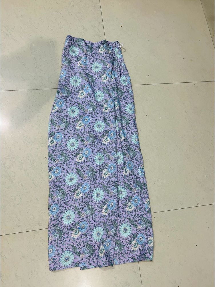 Lavender Long Floral Skirt