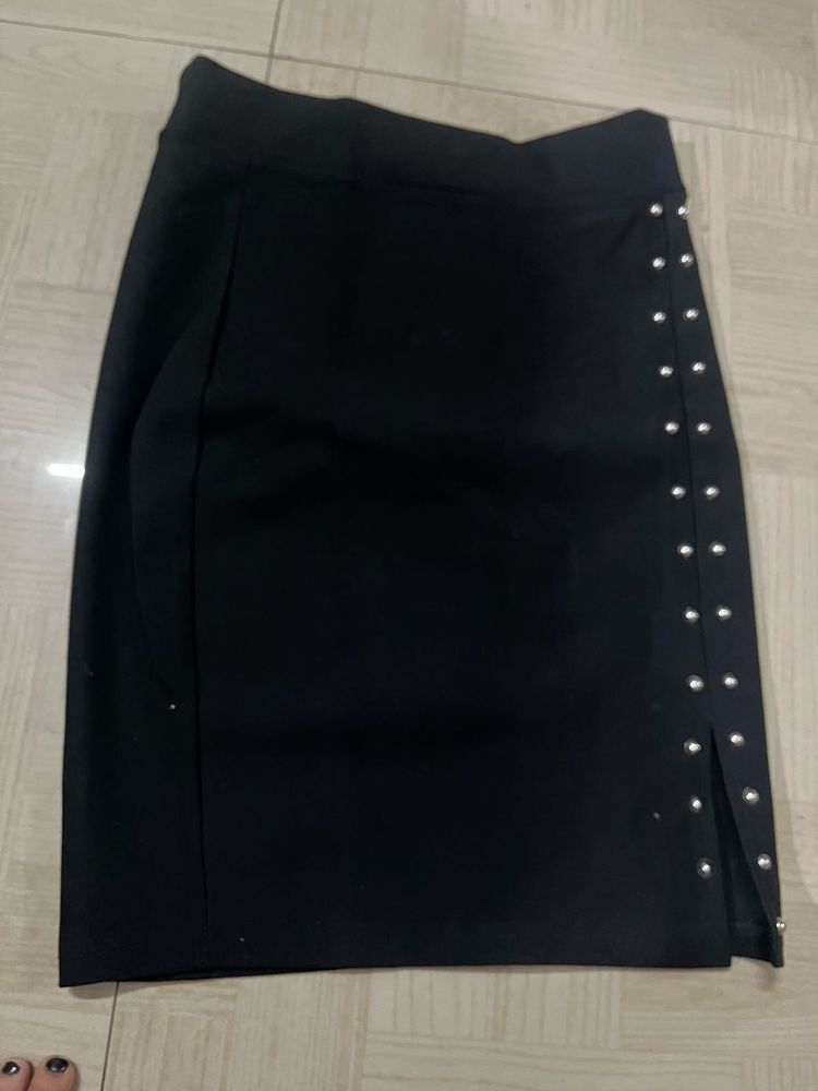 Black Studded Mini Skirt
