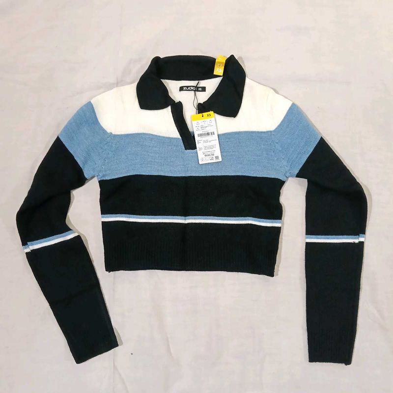 Zudio Striped Crop Sweater