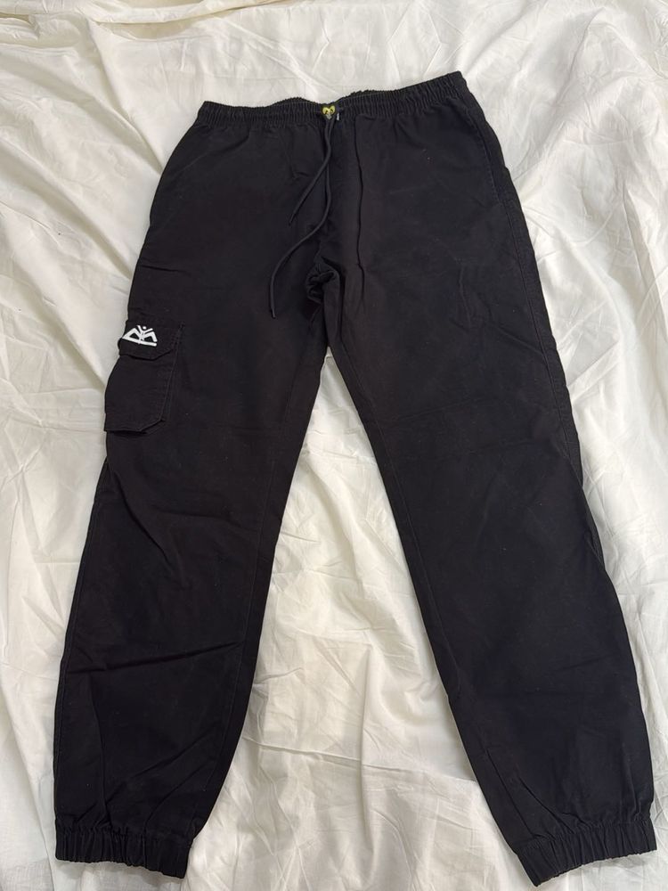 Kohl Black Jogger Cum Cargo Pant