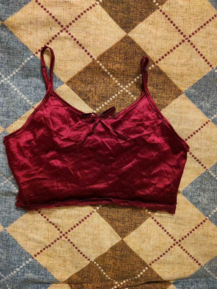 Burgundy Satin Cami Top