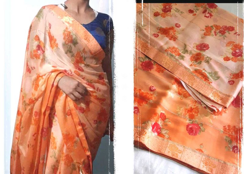 Asthetic Saree+ Matching Blouse ✨