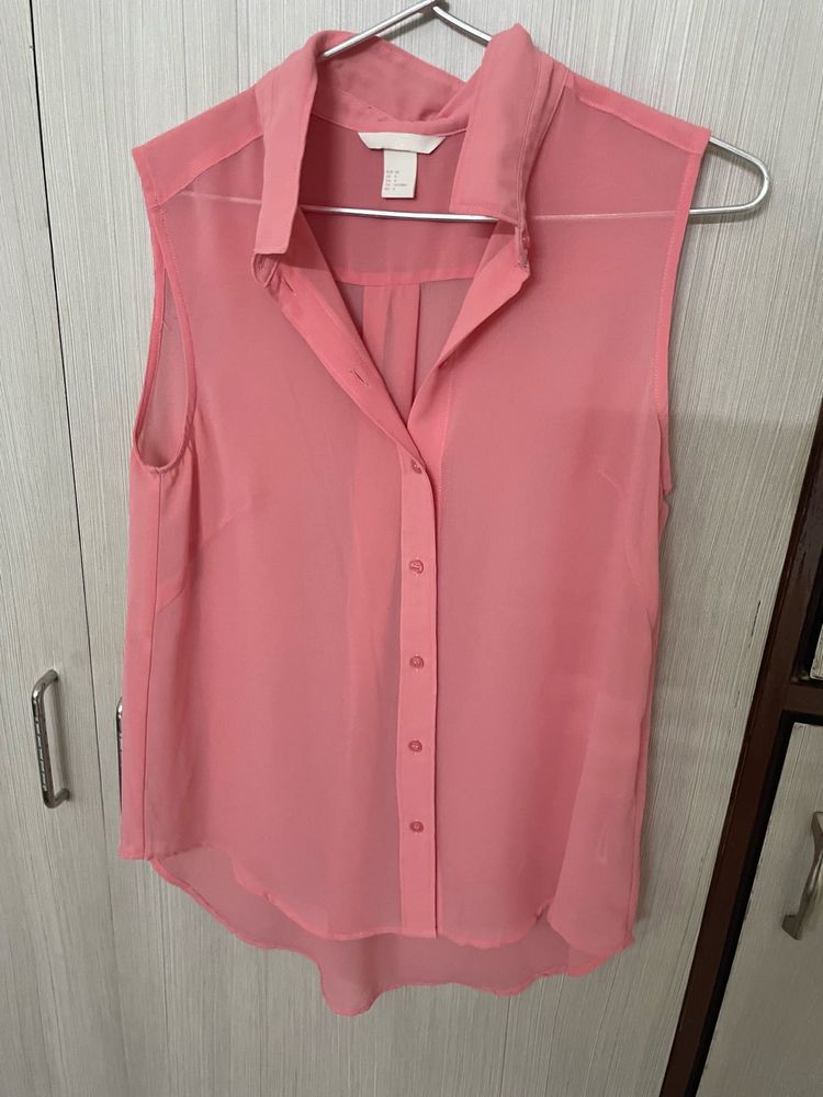 Pink Sleeveless Blouse