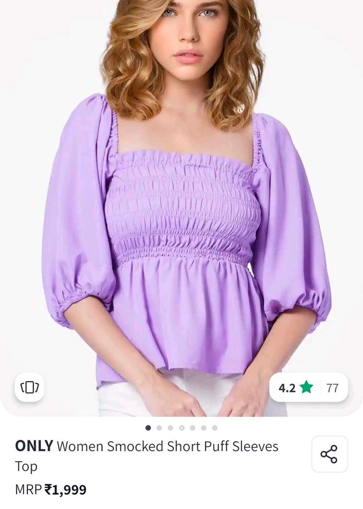 Purple Puff Sleeve Top