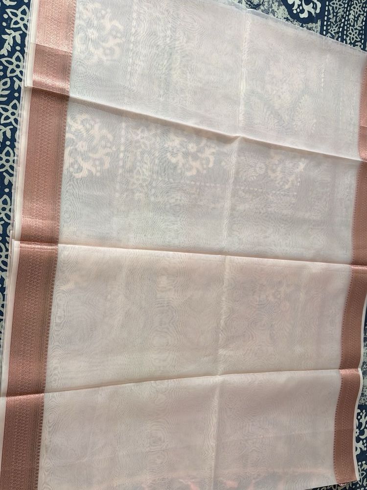 Baby Pink Organza Banarasi Saree