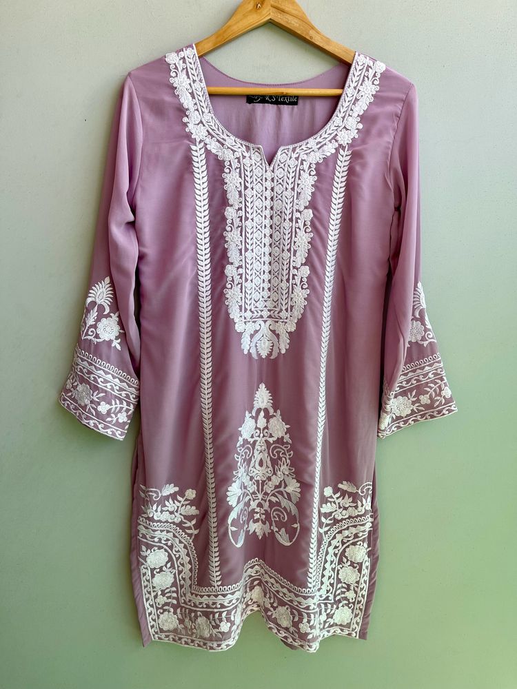 Lilac Color Pakistani Embroidered 2 Piece Suit Set