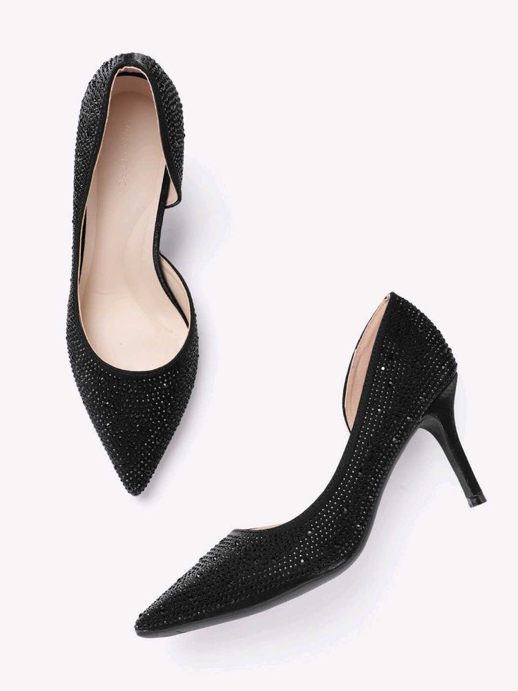 New Black Rhinestone Lino Perros Heels Women