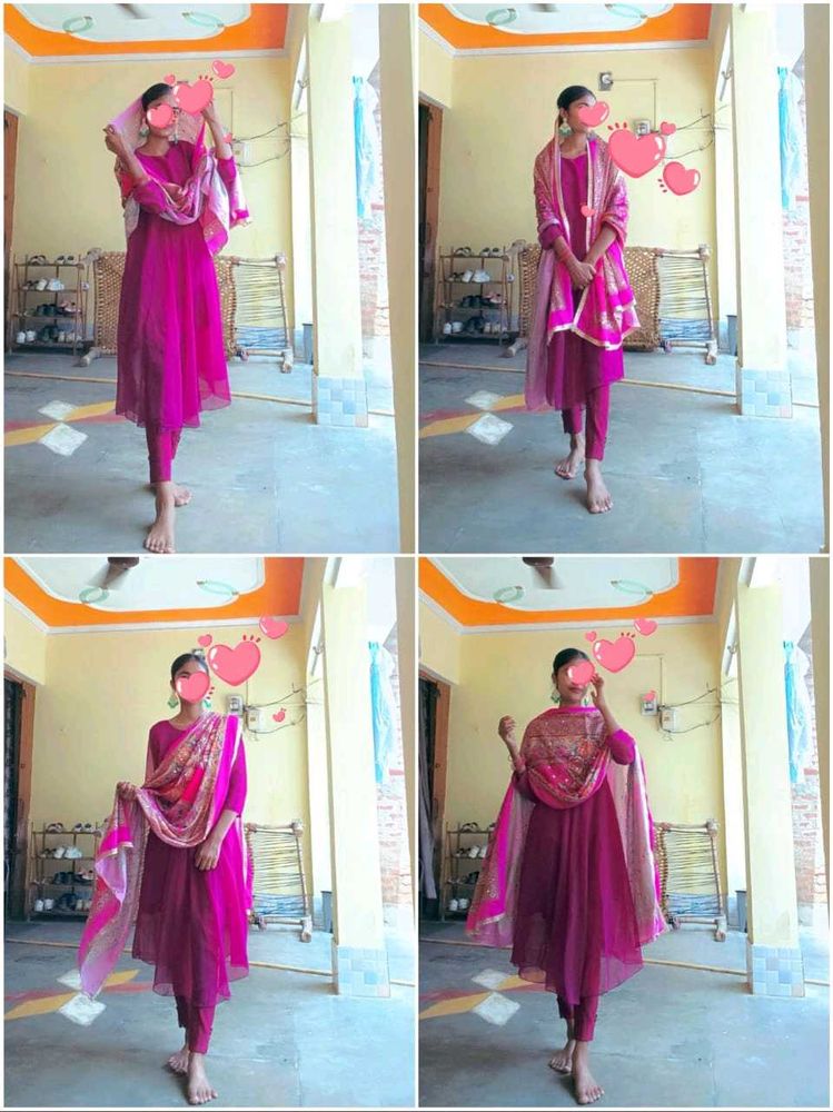 Magenta Anarkali Suit Set