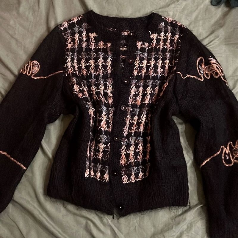 Korean Black Knit Cardigan