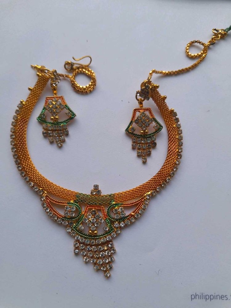 AD Jwellery Set Along With Hathphool
