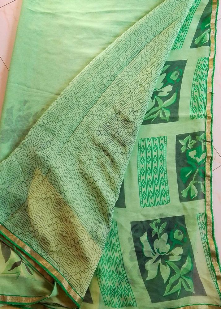 Green Printed Saree