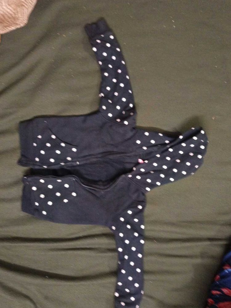 Polka Dot Zip-Up Hoodie