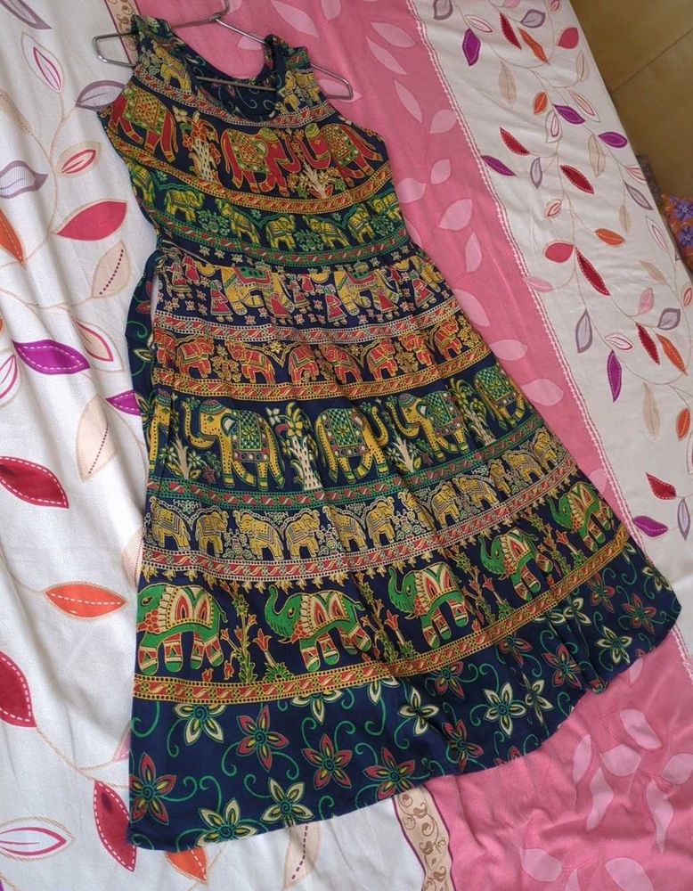Ethnic Elephant Print Dress